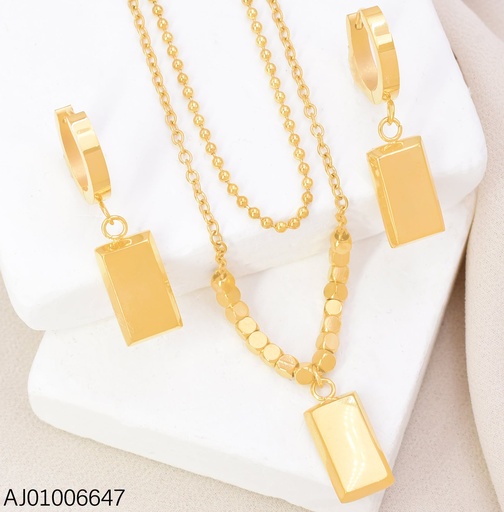[AJ01006647] SET RECT.VERTICAL LISO CAD.PELOTITAS C/ARETES HUGGIES