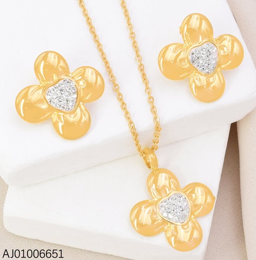 [AJ01006651] SET FLOR 4 PETALOS CENTRO ZIRCONIAS