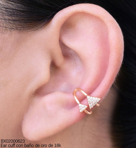 [BX02000623] EAR CUFF 2 TRIANGULO ZIRCONIA CRISTAL (X.JL) XUPING