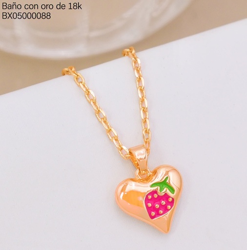 [BX05000088] CADENA TRAD.DIJE CORAZON PQ.C/FRESA ROSA X137801-4 (X.JL) XUPING