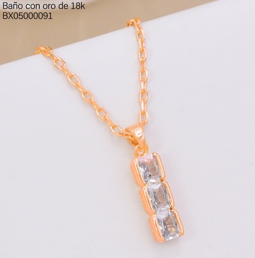 [BX05000091] CADENA TRAD.DIJE 3 CUADROS ZIRC.VERTICALES N747-4 (X.JL) XUPING
