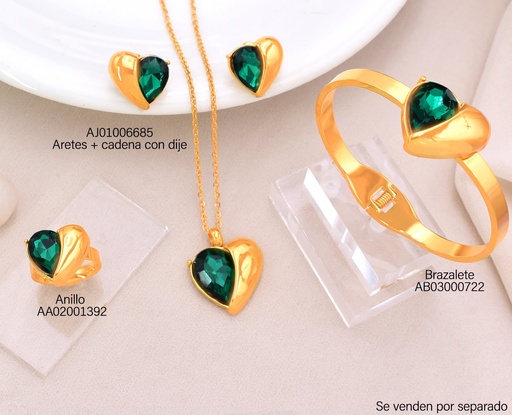 [AJ01006685] SET CORAZON MITAD DOR./ MITAD VERDE 12874AJIA-308