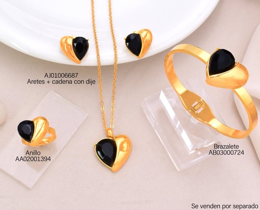 [AJ01006687] SET CORAZON MITAD DOR./ MITAD NEGRO 12873AJIA-308