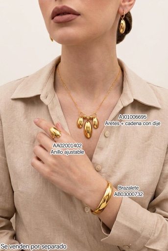 [AA02001402] ANILLO OVALO LISO DORADO 12773