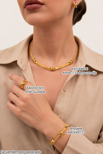 [AA02001403] ANILLO EN FORMA DE X DORADO 1198