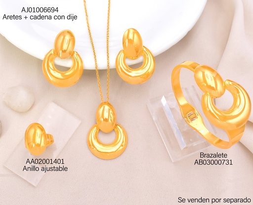 [AB03000731] BRAZALETE OVALADO/U VERTICAL DORADO  11651