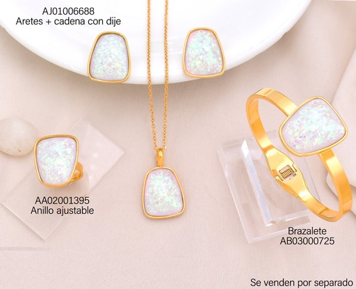[AJ01006688] SET PIEDRA OVALADO TORNASOL DOR. 938