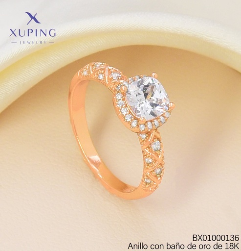 [BX01000136] ANILLO BAÑO DE ORO 18K XUPING CD/ZIRCONIA CRISTAL (X.JL)