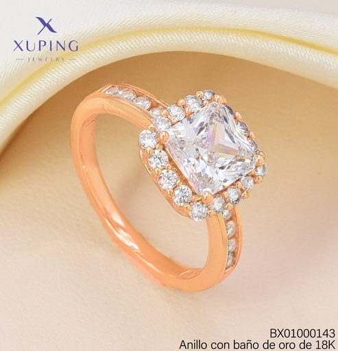 [BX01000143] ANILLO BAÑO DE ORO 18K XUPING CD/ZIRC. CRISTAL (X.JL)