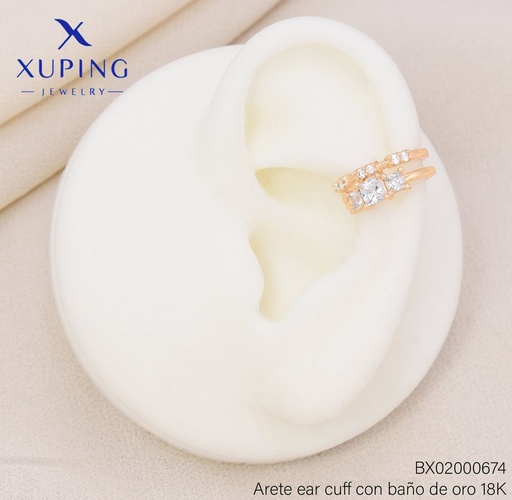 [BX02000674] EAR CUFF CUADRO/ZIRCONIA CRISTAL (X.JL) XUPING