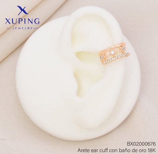 [BX02000676] EAR CUFF BAÑOP DE ORO 18K XUPING ESTRELLA ZIRCONIA CRISTAL (X.JL)