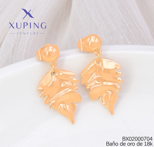[BX02000704] ARETES BAÑO DE ORO 18K XUPING HOJAS (X.JL)