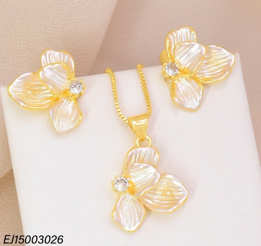 [EJ15003026] SET MEDIA FLOR GRIS/CADENA VENECIANA G2519-212