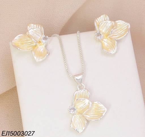 [EJ15003027] SET MEDIA FLOR GRIS/CADENA VENECIANA PLAT G2520-212