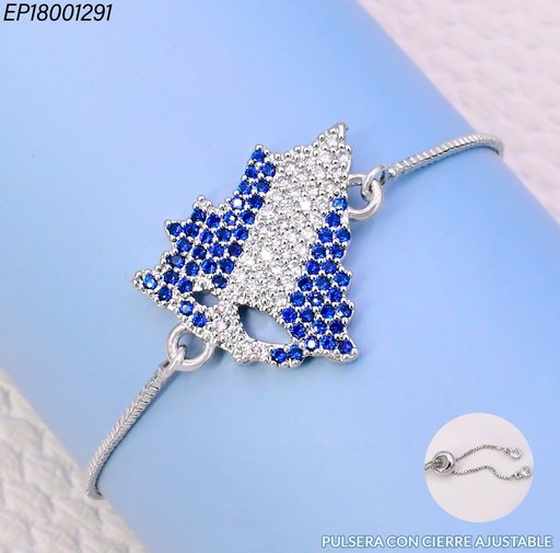 [EP18001291] PULSERA AJUSTABLE MAPA DE NICARAGUA ZIRC. AZUL & CRISTAL N6619-841