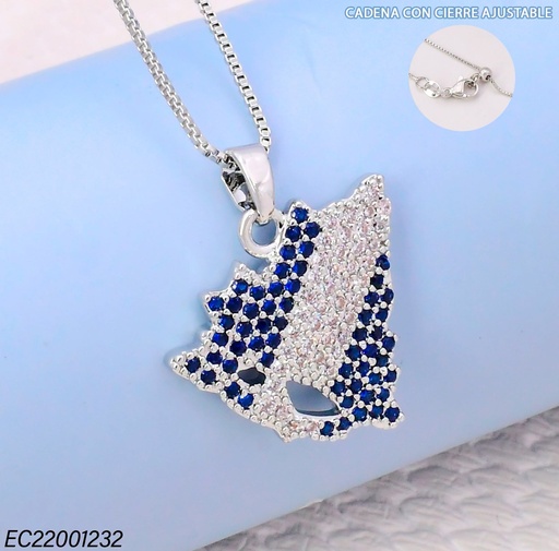 [EC22001232] CADENA AJUSTABLE VENECIANA DIJE MAPA DE NICARAGUA ZIRC. CRISTAL & AZUL PLAT G197-841