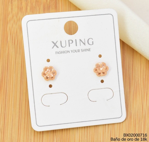 [BX02000716] ARETES BAÑO DE ORO 18K XUPING FLOR (X.JL)