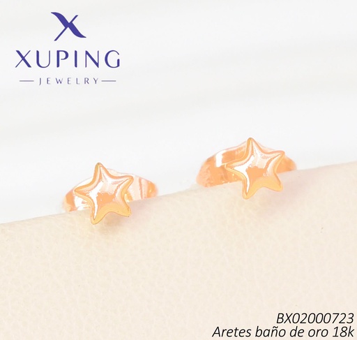 [BX02000723] ARETES BAÑO DE ORO 18K XUPING  ESTRELLA (X.JL)