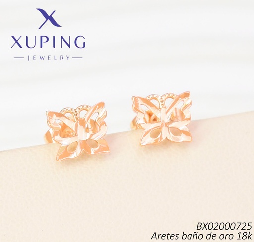 [BX02000725] ARETES BAÑO DE ORO 18K XUPING MARIPOSA (X.JL)