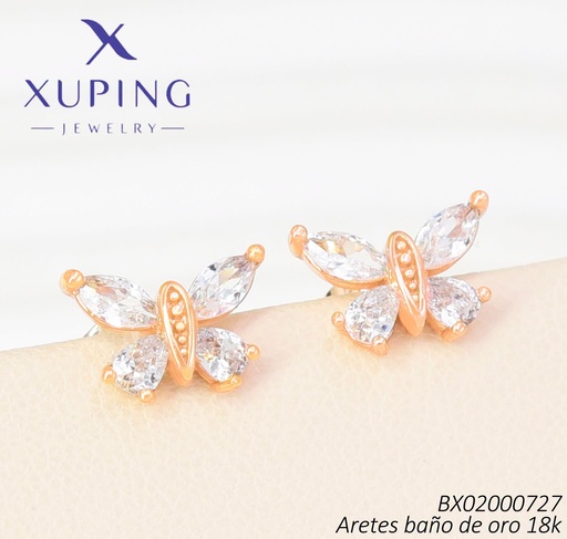 [BX02000727] ARETES BAÑO DE ORO 18K XUPING MARIPOSA ZIRC. (X.JL)
