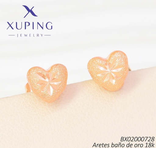 [BX02000728] ARETES BAÑO DE ORO 18K XUPING CORAZON (X.JL)