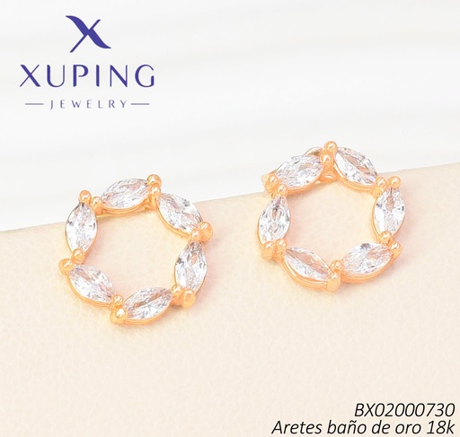 [BX02000730] ARETES BAÑO DE ORO 18K XUPING CIRCULO ZIRCONIAS (X.JL)