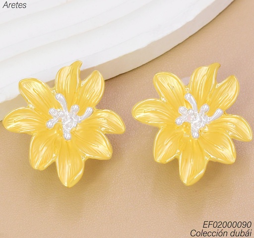 [EF02000090] ARETES DUBAI FLOR GR.DORADA CENTRO PLAT.T114648E (DUB1)