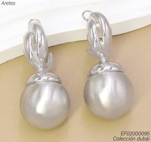 [EF02000095] ARETES DUBAI PLAT.DOBLE CURVA C/PELOTA T107225E (DUB1)