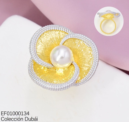 [EF01000134] ANILLO DUBAI FLOR/ PERLA FD26632 (DUB1)