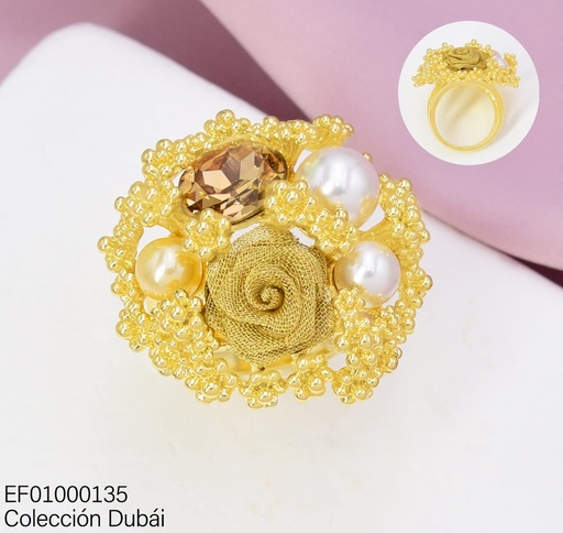 [EF01000135] ANILLO DUBAI RACIMO FLORES/PERLAS FD26480 (DUB1)