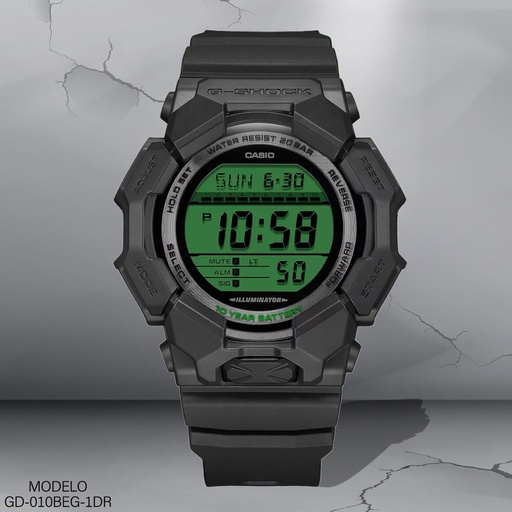 [GD-010BEG-1DR] RELOJ CASIO DIGITAL G-SHOCK  GD-010BEG-1DR SILICON NEGRO