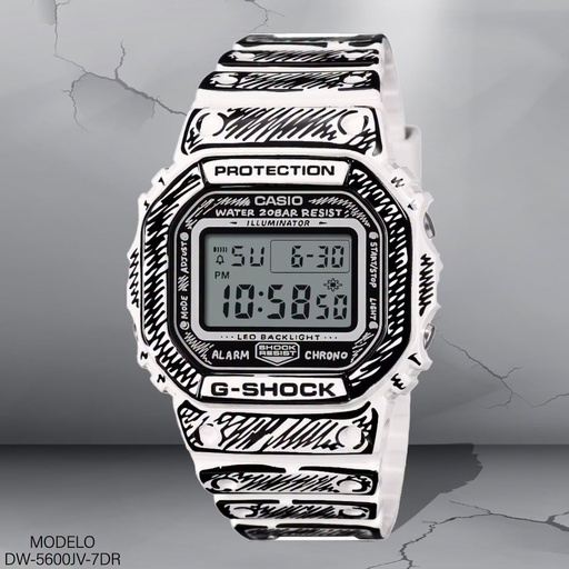 [DW-5600JV-7DR] RELOJ CASIO G-SHOCK DIGITAL DW-5600JV-7DR RESINA B/N