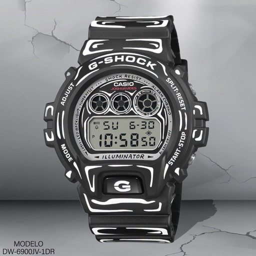 [DW-6900JV-1DR] RELOJ CASIO G-SHOCK  DIGITAL DW-6900JV-1DR  SILICON NEGRO C/ BLANCO