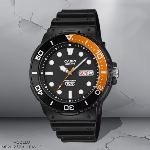 [MRW-230H-1E4VDF] RELOJ CASIO ANALOGO MRW-230H-1E4VDF SILICON NEGRO