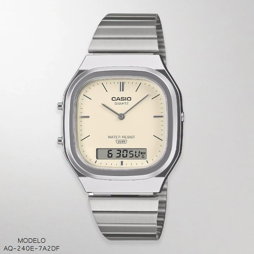 [AQ-240E-7A2DF] RELOJ CASIO ANALOGO/DIG AQ-240E-7A2DF METAL PLAT.
