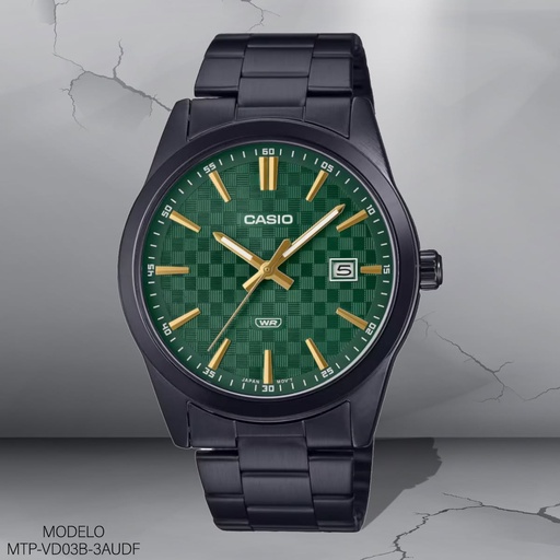 [MTP-VD03B-3AUDF] RELOJ CASIO ANALOGO MTP-VD03B-3AUDF METAL NEGRO