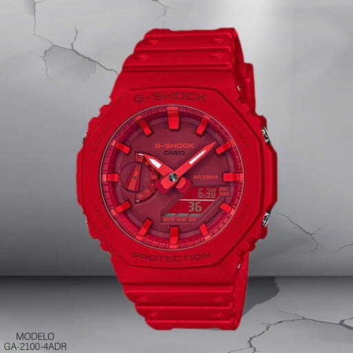 [GA-2100-4ADR] RELOJ CASIO G-SHOCK ANA/DIG CAB. GA-2100-4ADR RESINA ROJA