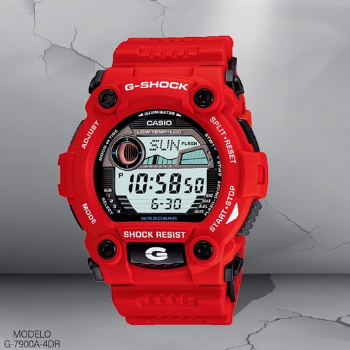 [G-7900A-4DR] RELOJ CASIO G-SHOCK DIGITAL CAB. G-7900A-4DR RESINA ROJA