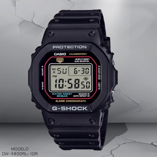 [DW-5600RL-1DR] RELOJ CASIO G-SHOCKNDIGITAL CAB.DW-5600RL-1DR RESINA NEGRA