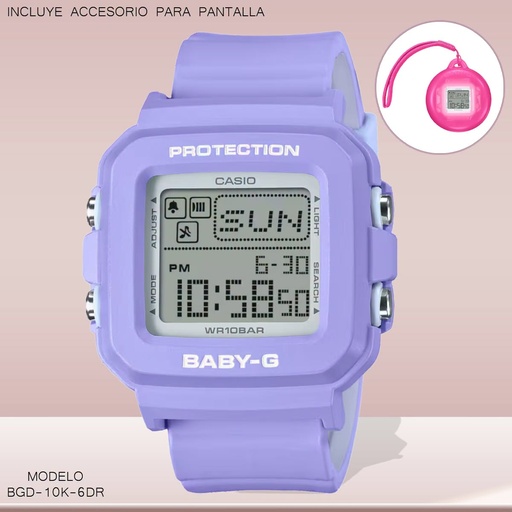 [BGD-10K-6DR] RELOJ CASIO BABY-G DIGITAL DAM.BGD-10K-6DR RESINA LILA