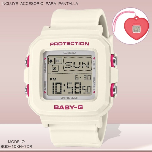 [BGD-10KH-7DR] RELOJ CASIO BABY-G DIGITAL DAM. BGD-10KH-7DR RESINA BLANCA