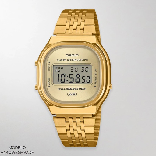 [A140WEG-9ADF] RELOJ CASIO ANALOGO DAM.A140WEG-9ADF METAL PLAT.