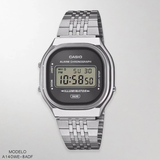 [A140WE-8ADF] RELOJ CASIO DIGITAL DAM.A140WE-8ADF METAL PLAT.