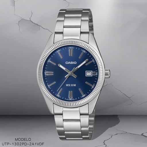 [UTP-1302PD-2A1VDF] RELOJ CASIO ANALOOGO UNI. UTP-1302PD-2A1VDF METAL PLAT.