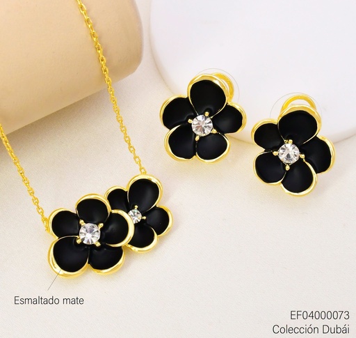 [EF04000073] SET DUBAI FLORES NEGRAS/DOR.CENTRO ZIRC. T117644A/FD26285