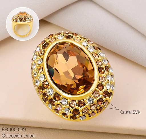 [EF01000139] ANILLO DUBAI OV ZIRC.BEIGE BORDE 3 LINEAS ZIRC. T115729R/FD26543