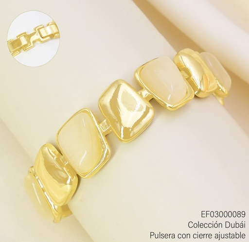 [EF03000089] PULSERA DUBAI RECT.IRREGULARES DOR/BEIGE T117058H/FD26524