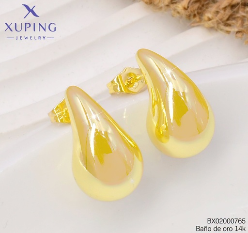[BX02000765] ARETES BAÑO DE ORO 14K XUPING BOTTEGA MD. 1.18CM (XAGOST)