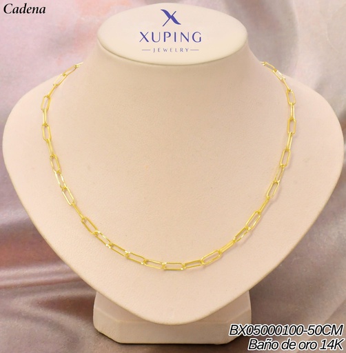 [BX05000100] CADENA BAÑO DE ORO 14K. XUPING ESLABONES GR.RECT. L:50CM (XAG)