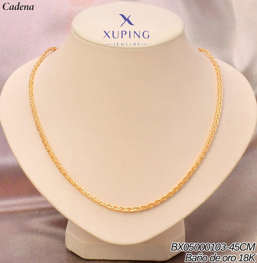 [BX05000103] CADENA BAÑO DE ORO18K.. XUPING TRAMA ESPIGA L:45CM (XAG)
